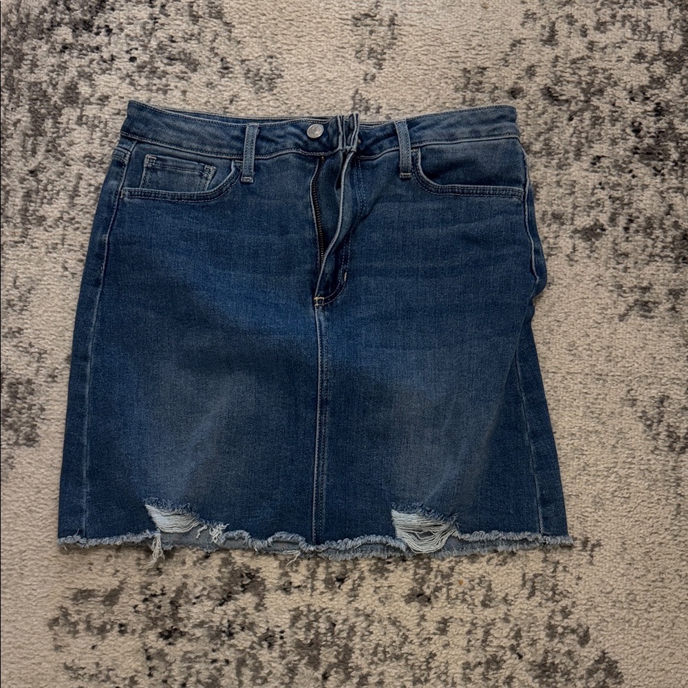 Denim Blue Distressed Skirt